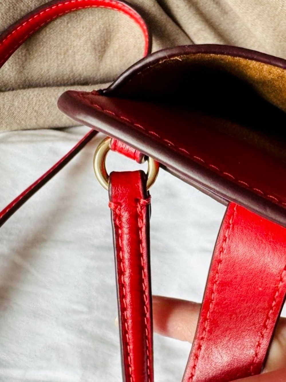 Coach Brown And Red Phone Holder Wallet Bag With Strap And Signature Logo - Picture 4 of 6